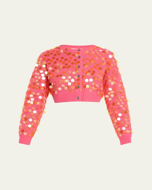 Mina Sequined Wool Cropped Cardigan